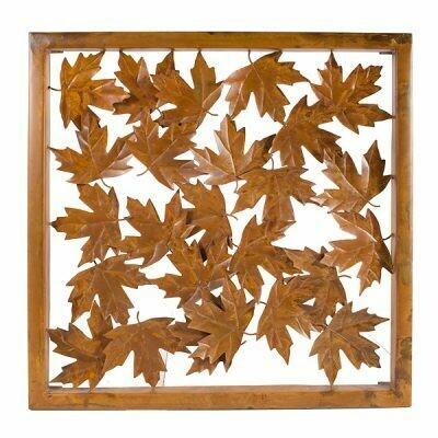 A beautiful metal wall sculpture of falling leaves at a big 80 centimetre square to enhance your wall either inside or outdoors.