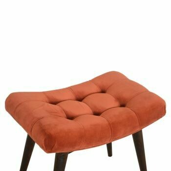 Brick Red  Velvet Curved Bench