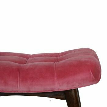 Pink Velvet Curved Bench