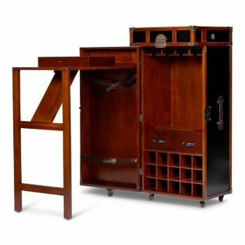 Unbelievably, this full bar has a pop-out bar counter, and wine racking, glass hanging space ,drawer and shelving.  Perfect for a guest bedroom 