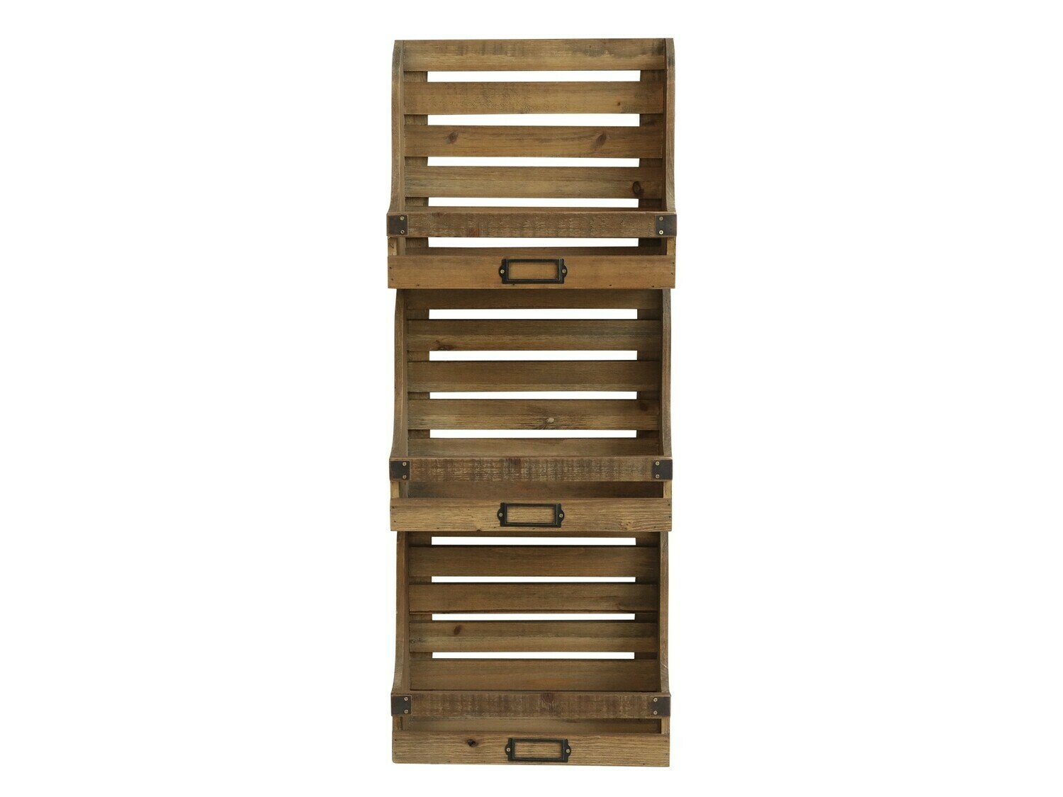 A great looking wall rack with three wooden trays, absolutely perfect for a wall display unitwith rge rack being three feet high.