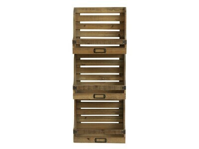 A great looking wall rack with three wooden trays, absolutely perfect for a wall display unitwith rge rack being three feet high.
