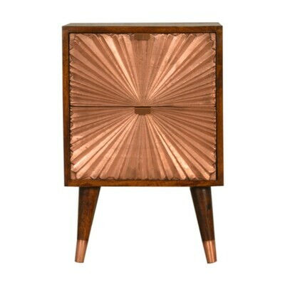 Copper Finish Manilla Sunray Designed Bedside Cabinet