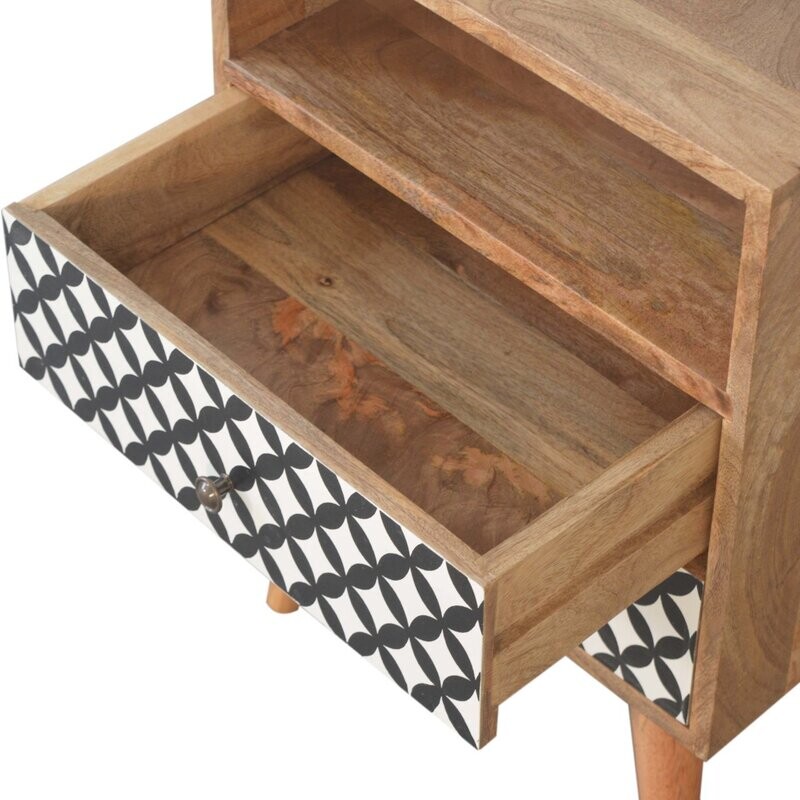 Diamond Screen Printed Bedside Cabinet