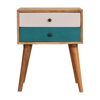 Teal Solid Wood Bedside Cabinet