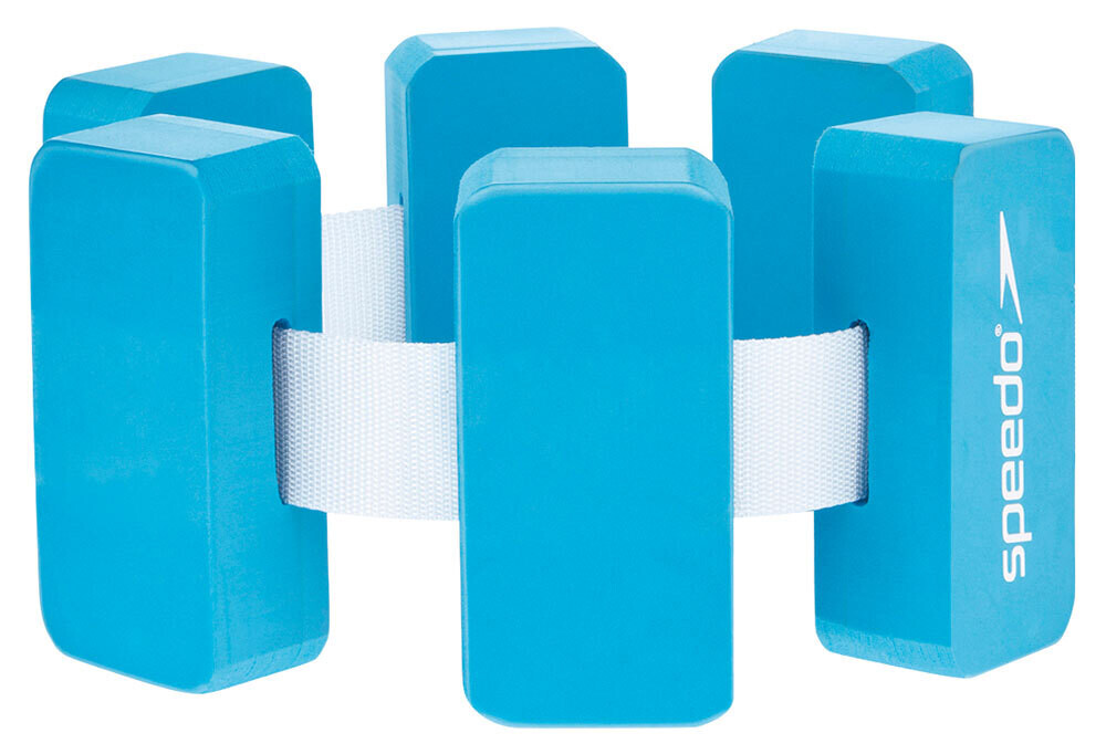 Speedo Aqua Belt.
White belt with 6 Light Blue Vertical Rectangular Floats