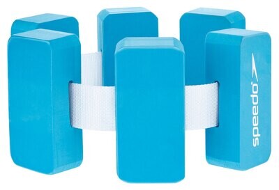 Speedo Aqua Belt.
White belt with 6 Light Blue Vertical Rectangular Floats