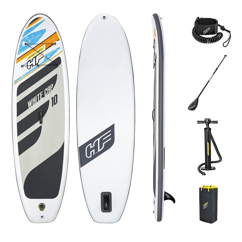 Hydro-Force White Cap 10ft SUP Set
White and Black Finish board and accessories