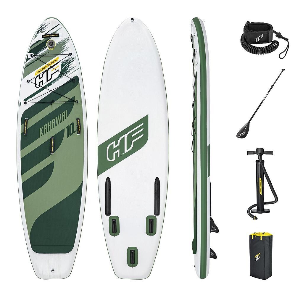 Hydro-Force Kahawai 10ft 2" SUP Set
Khaki Green, Black White Finish
Image shows board and accessories