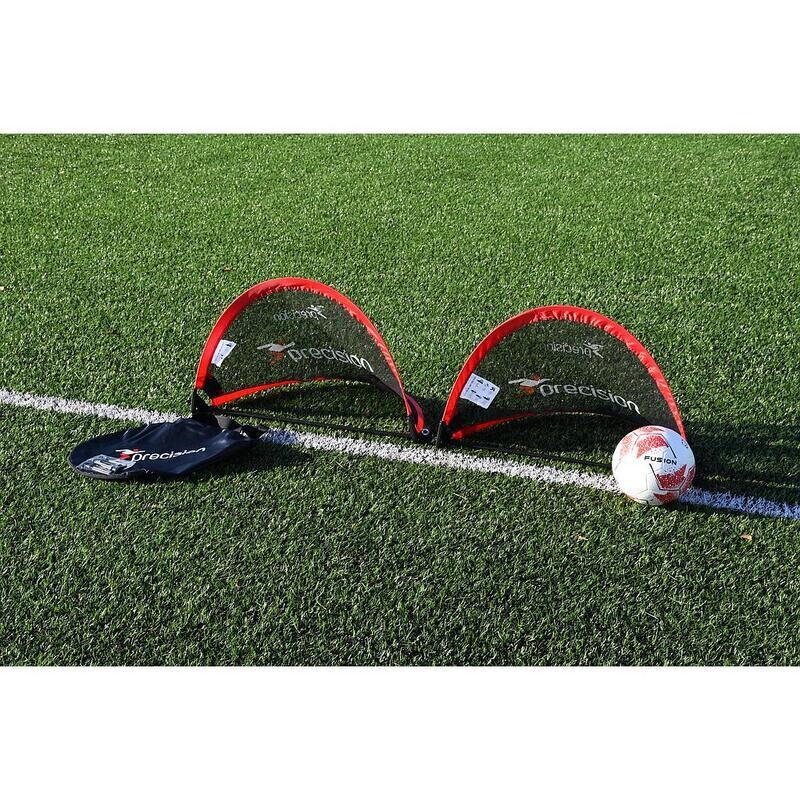 Precision Pop Up Goals
Black Orange Goals on pitch with football