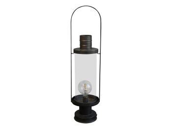 French Stable Lanterns - Set of Two Two French Stable Lanterns in Antique Coal Black finish. Battery operated, and even has a timer to automatically switch it on or off.