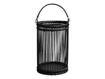 Black Bamboo Lanterns - Set of Two Black Bamboo Vertical Lantern