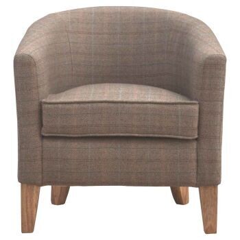 Gorgeous tub chair to snuggle into, finished with a warm tweed upholstery