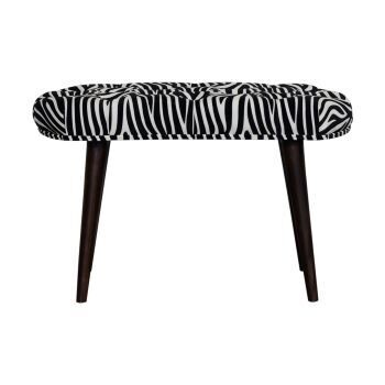 Zebra Velvet Print Deep Button Bench