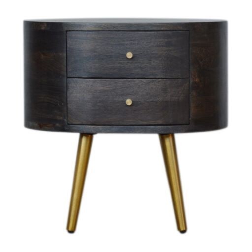 A very attractive bedside cabinet in a modern design with two drawers with brass handles.