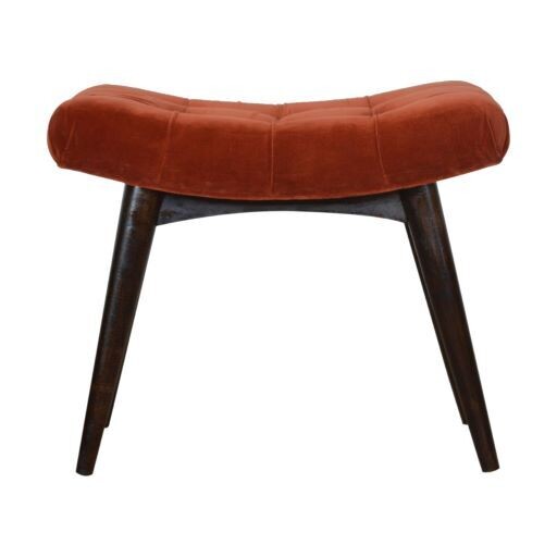 Brick Red  Velvet Curved Bench