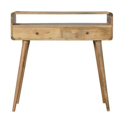 Curved Oak Effect Console Table