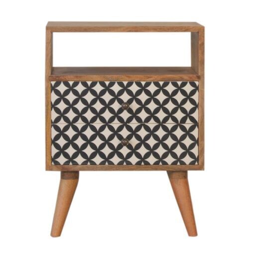 Diamond Screen Printed Bedside Cabinet
