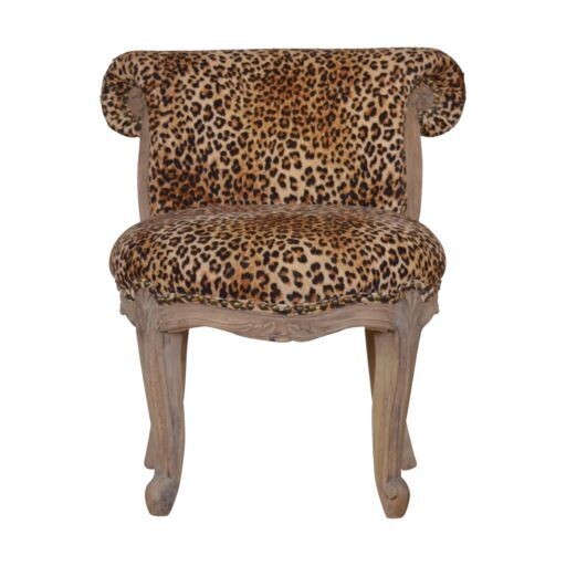 Leopard Velvet Print Studded Chair with Cabriole Legs
