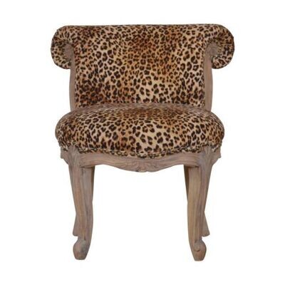 Leopard Velvet Print Studded Chair with Cabriole Legs