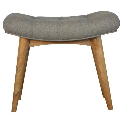 Grey Tweed Curved Bench