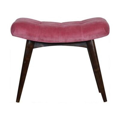 Pink Velvet Curved Bench