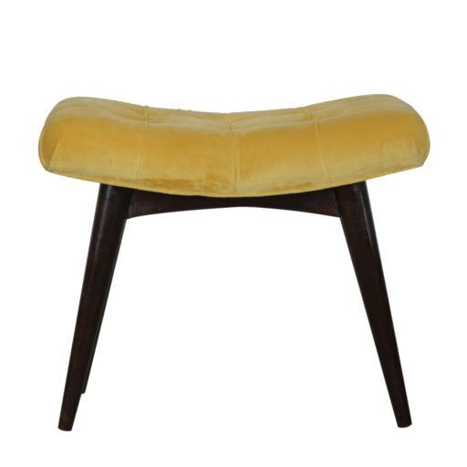 Mustard Velvet Curved Bench