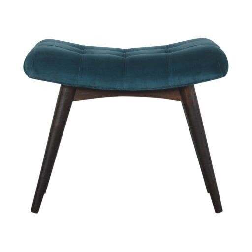 Teal Velvet Curved Bench