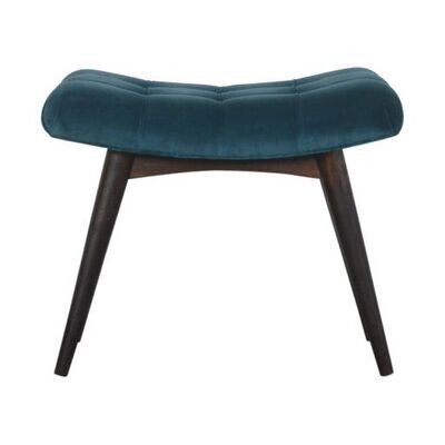 Teal Velvet Curved Bench