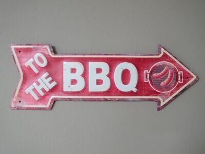 To The BBQ Arrow Sign