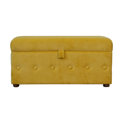Mustard Lid-up Velvet Ottoman