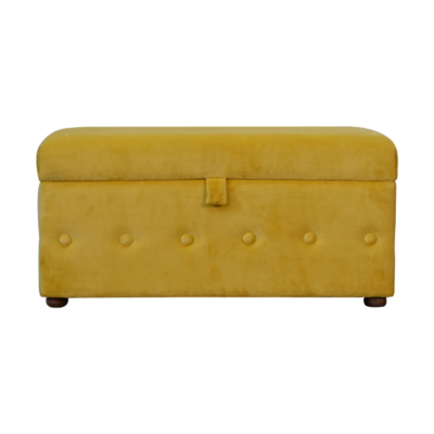 Mustard Lid-up Velvet Ottoman