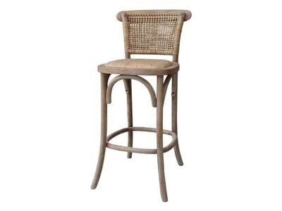 A top quality bar stool with a wicker seat and backrest