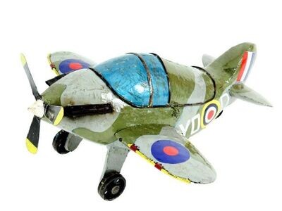 Chocs away!! Made entirely from recycled metal, this Spitfire model is a great focal point in the home or the office too.