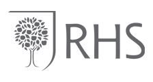 Royal Horticultural Society Logo.
Grey Font colour. Full Picture of a tree in leaf and its roots. Surrounded by a shield half outline. RHS lettering.