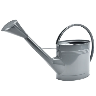 Slate Grey Metal Garden Watering Can with Rose and spout support with up and over thin handle