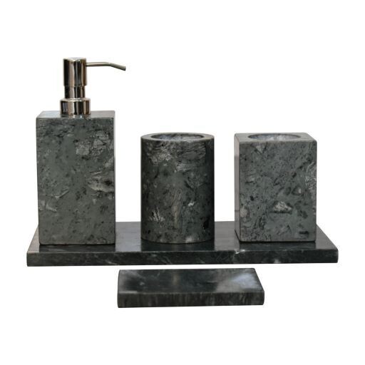 Polished Black Marble Bathroom Set A top quality black marble bathroom set of five items that will make your bathroom into a palace!