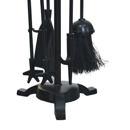Black Fire Side Tools with Nickel Handles all in place on stand.
Close up of Tools