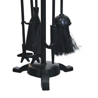 Black Fire Side Tools with Nickel Handles all in place on stand.
Close up of Tools