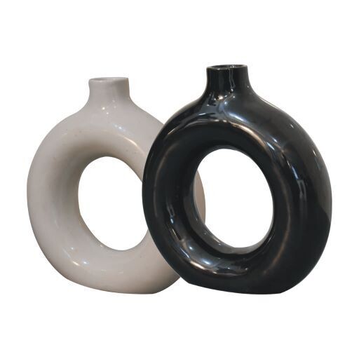 Black & White Gloss Flower Vase Set