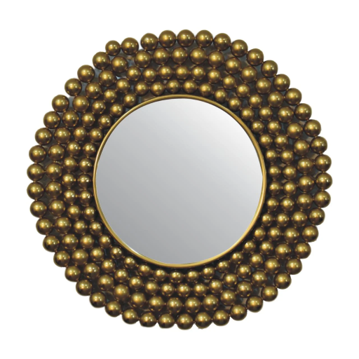 Well, here's one mirror that you won't spend time looking at yourself! Tastefully made with a golden finish metal frame, you'll be looking at the mirror rather than your face!