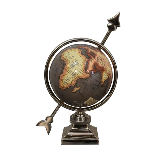 Cupid Globe
Brass Finish and Beige Dark Coloured Globe.
Arrow and ring on outer