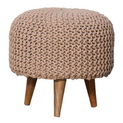 Keeva Beige Round Crochet Footstool The Keeva Crochet footstool is available in this beige colouring that sits nicely into most home styling.