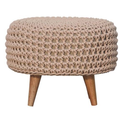 Keeva Beige Crochet Oblong Footstool Keeve Beige Crochet Finish.
Oval design seat.
Nordic Style Legs