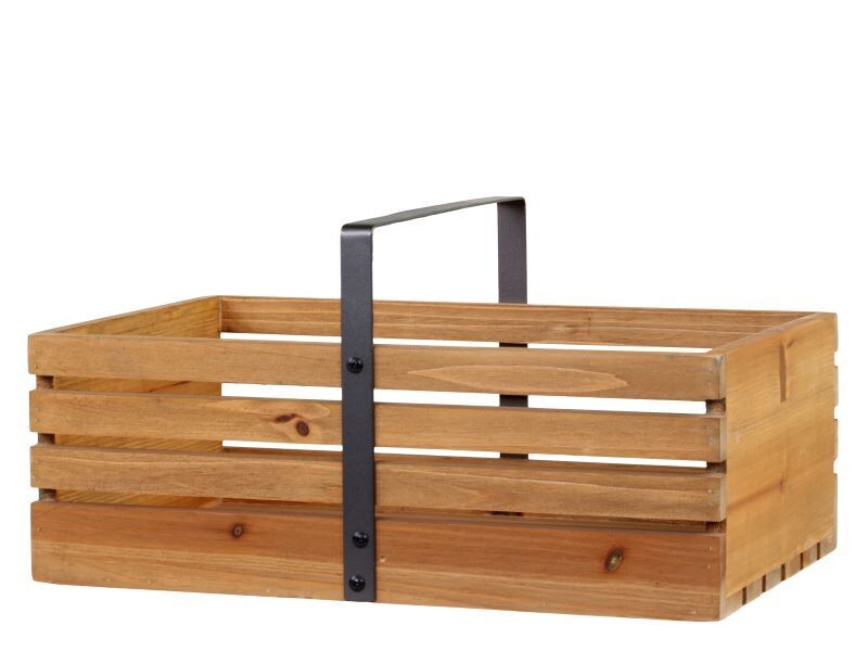 Apple Crate with handle
Wooden horizontal slates with black central handle