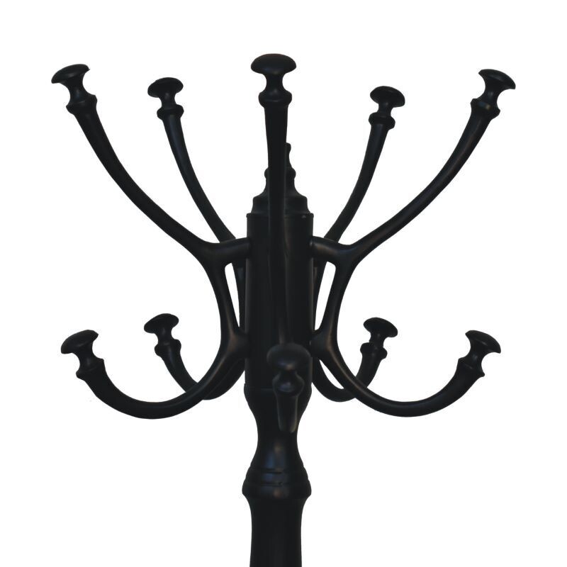 An elegant black coat stand finished in black to suit most homes