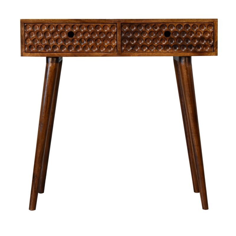The Hereford console table has a distinctive pattern on the front drawer faces, and is solidly built using Mango wood.
