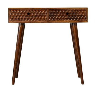 The Hereford console table has a distinctive pattern on the front drawer faces, and is solidly built using Mango wood.