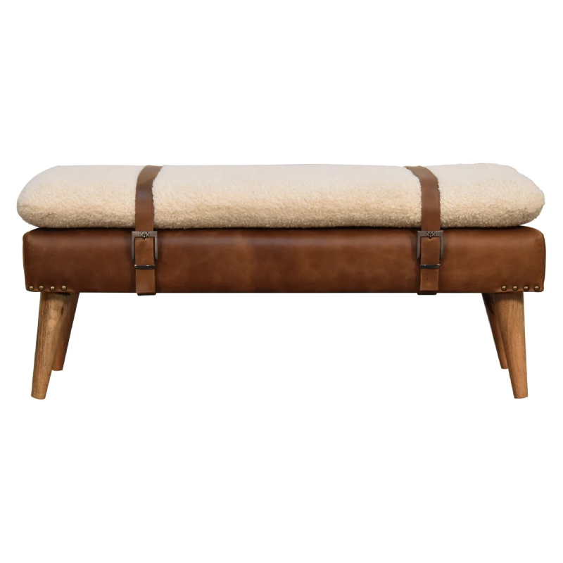 Boucle Leather Bench