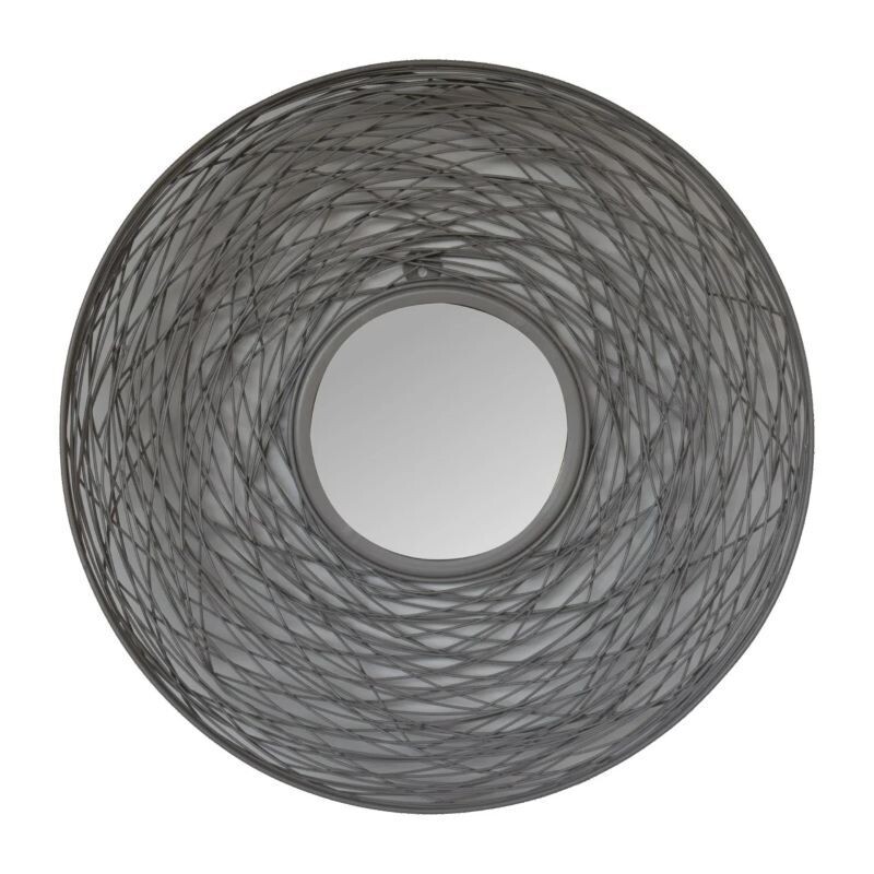Circular Mirror
Surrounding Edge of Grey Metal Nesting design